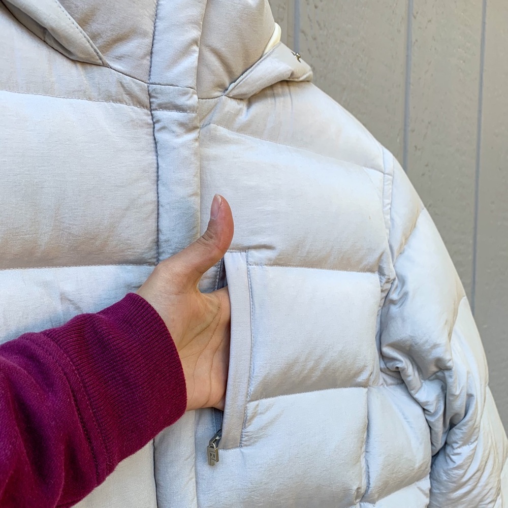 Ralph Lauren white gray insulated winter down snap zip closure puffer jacket - Picture 5 of 16